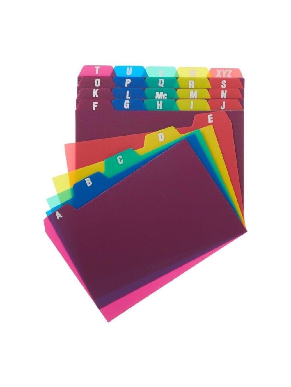 Oxford 4x6 Index Card Guides A-Z Alphabetical Poly Folder Tabs Assorted 1/5 25pc